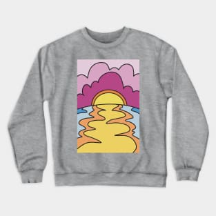 Original 70s Style Sunset Drawing Illustration Design Crewneck Sweatshirt